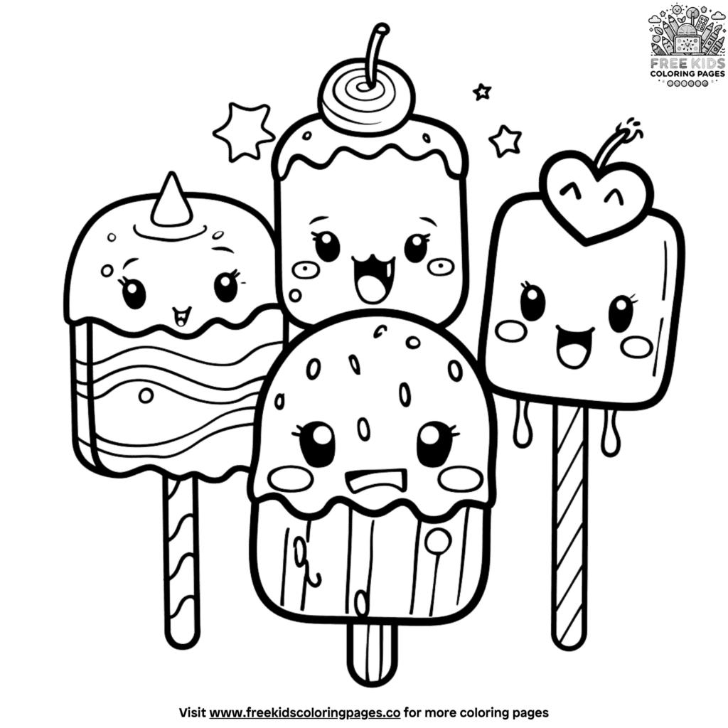 Kawaii cute candy coloring pages