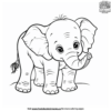 Kawaii Cute Elephant Coloring Pages
