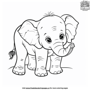 Cute kawaii elephant coloring pages