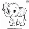 Kawaii Cute Elephant Coloring Pages