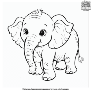 Kawaii Cute Elephant Coloring Pages