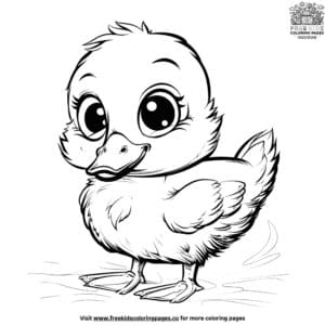 Animation-Style Duck Coloring Pages