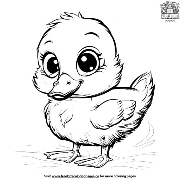 Animation-style duck coloring pages