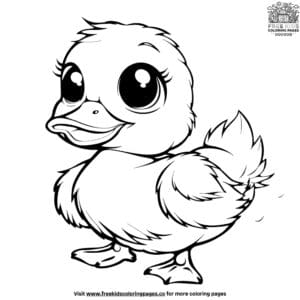 Kawaii duck coloring pages