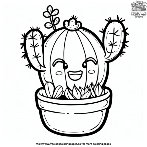 Kawaii plant coloring pages