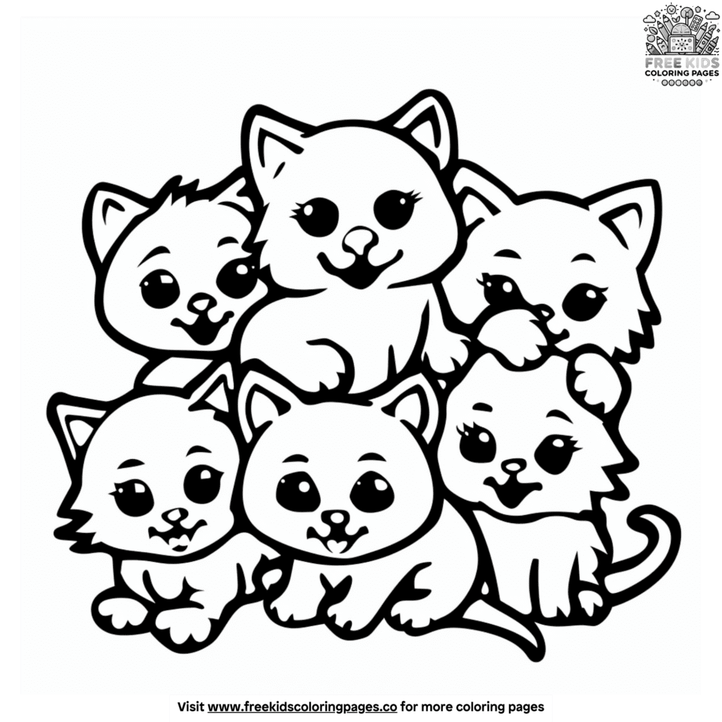 Cute and cuddly kittens coloring pages