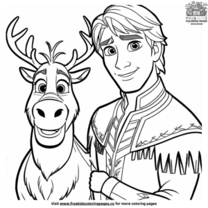 Charming Kristoff And Sven Coloring Pages