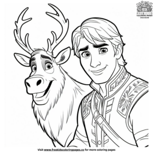 Kristoff and Sven's Adventure Coloring Page