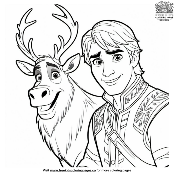 Kristoff and Sven's Adventure Coloring Page