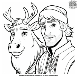 Kristoff and sven coloring pages