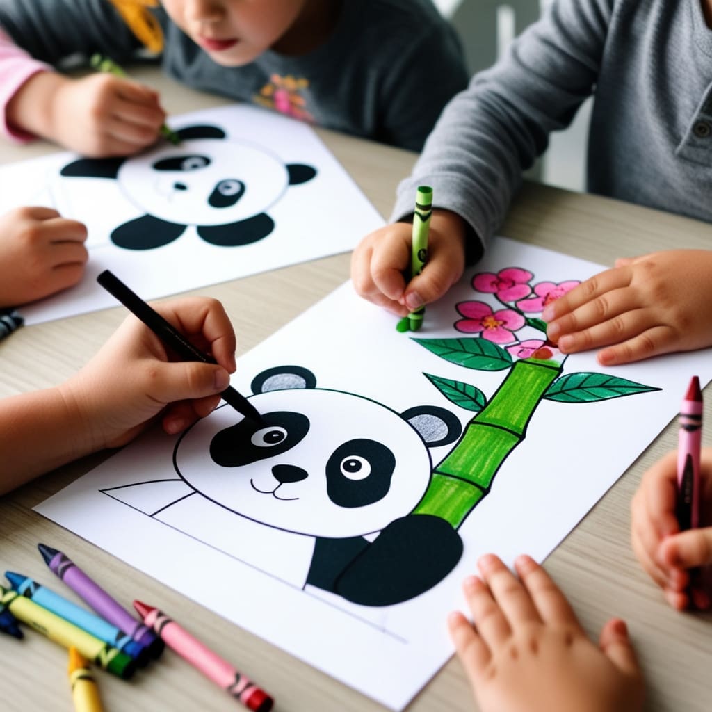 A closeup of childrens hands as they color pa 1