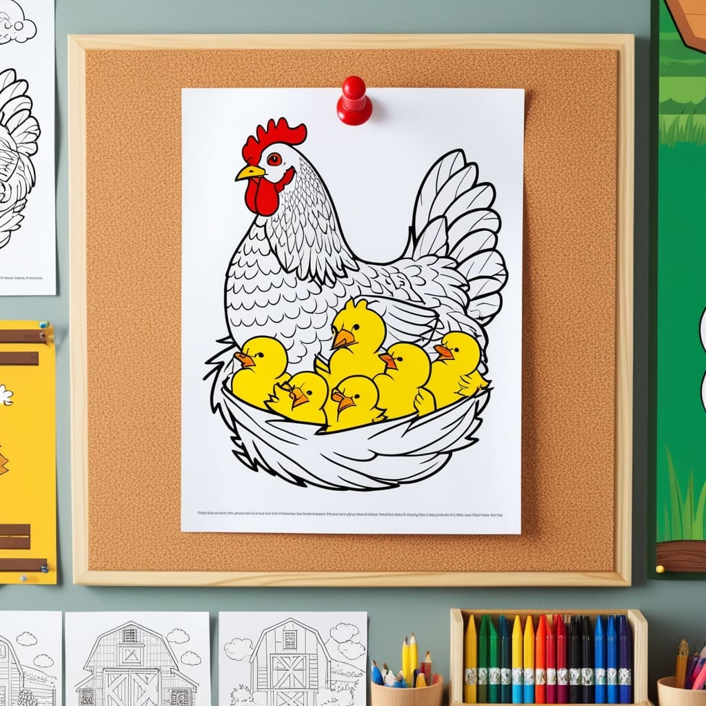 Chicken coloring pages 3
