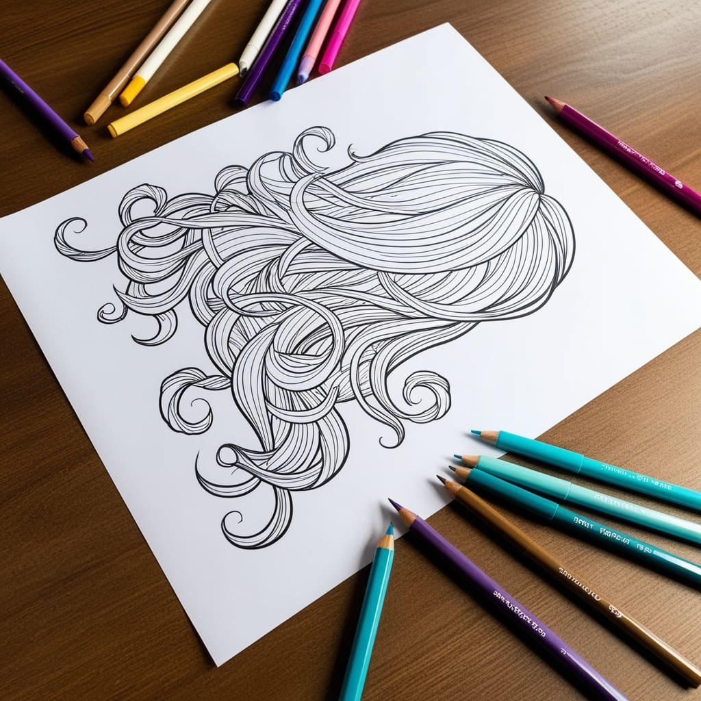 Hair coloring pages 3