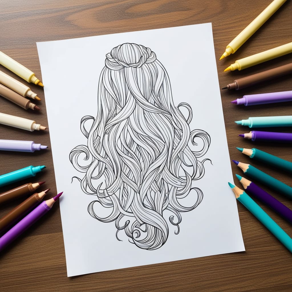Hair coloring pages 1