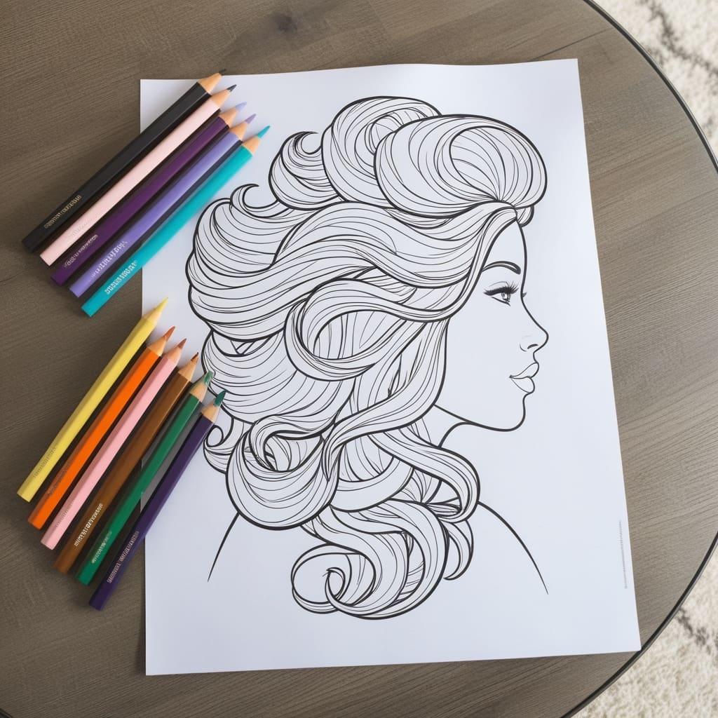 Hair coloring pages 6