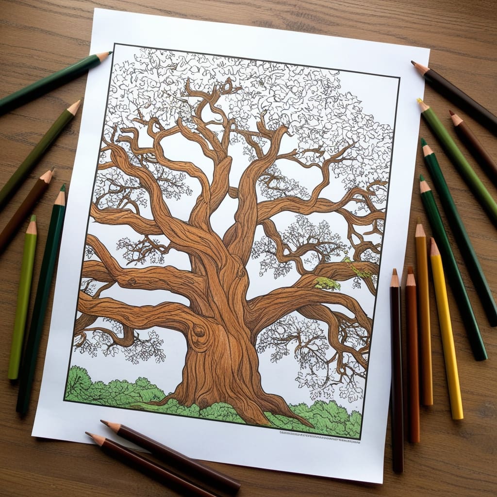Tree coloring pages 1