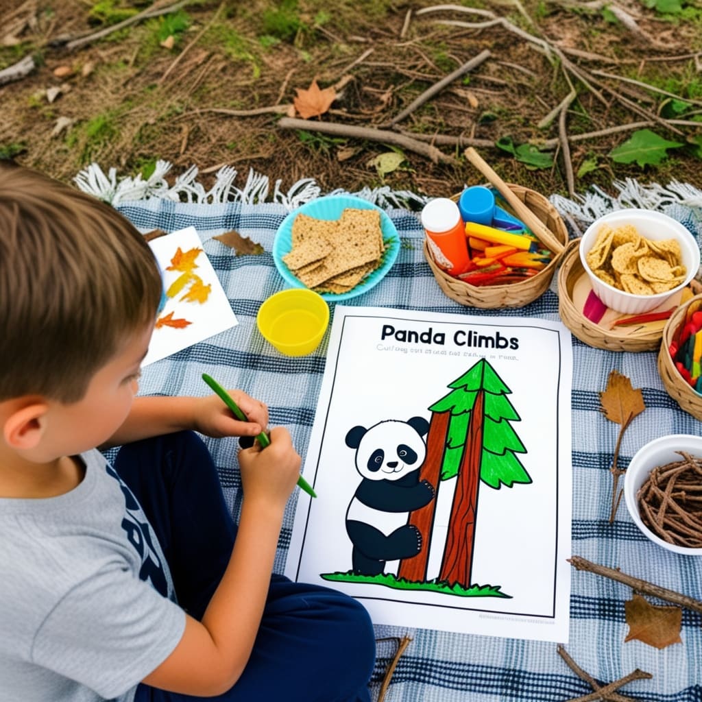 An outdoor picnic setup where a child is colo 0 (2)