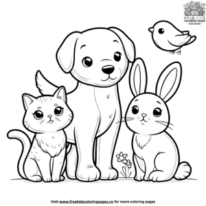 Realistic lovely animal friends coloring pages