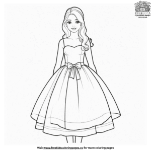 Young Woman in Dress Coloring Pages