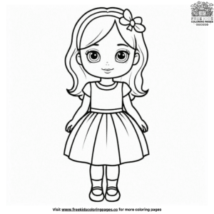 Cute Toddler In Dress Coloring Pages