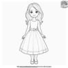 Lovely Girl in Dress Coloring Pages