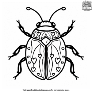 Bug with hearts coloring pages