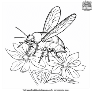 Bug on flowers coloring pages