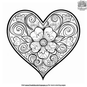 Cute mother's day hearts coloring pages