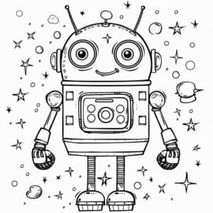 Heartwarming robot coloring pages