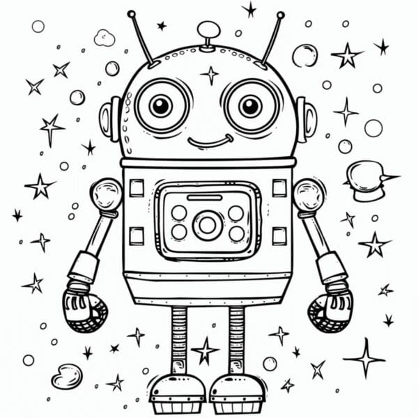 Heartwarming robot coloring pages