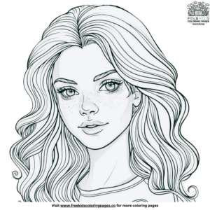 Beautiful wavy hair coloring pages for toddlers