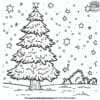 Magical Christmas Tree Under The Stars Coloring Page