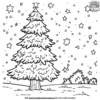 Magical Christmas Tree Under The Stars Coloring Page