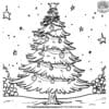 Lovely Christmas Tree Under the Stars Coloring Pages