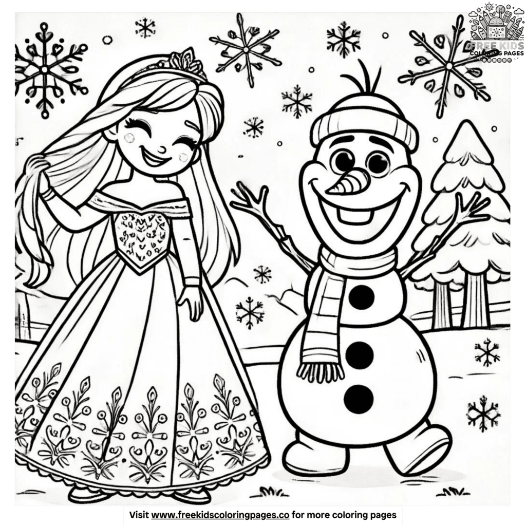 Whimsical frozen characters coloring pages