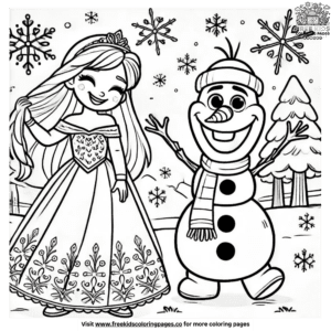 Whimsical frozen characters coloring pages