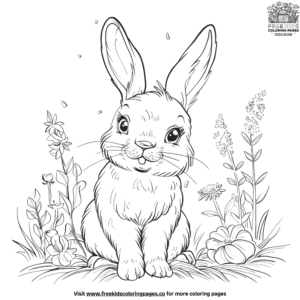 Blooming Easter Bunny Garden Coloring Pages