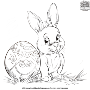 Magical Easter Bunny and Giant Egg Coloring Page