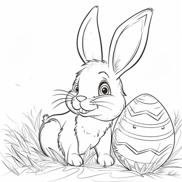 Magical Easter Bunny and Giant Egg Coloring Page