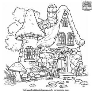 Amazing Fairy House Coloring Pages