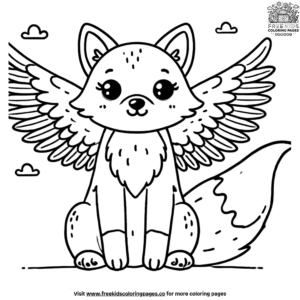 Delightful Fox With Wings Coloring Pages