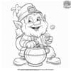 Mischievous Leprechaun and Pot Of Gold Coloring Pages