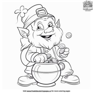 Magical Leprechaun Pot of Gold Coloring Pages