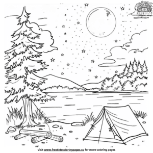 Nighttime Camping Coloring Pages