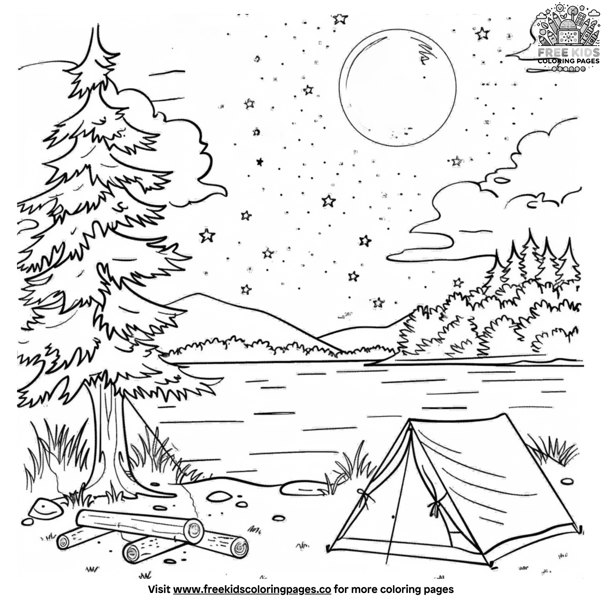 magical-nighttime-camping-coloring-pages-for-kids