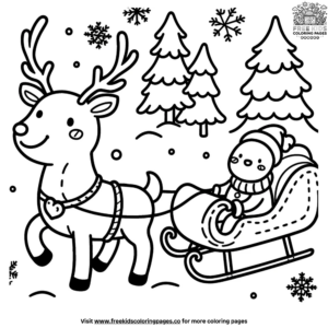 Reindeer Sleigh Ride Coloring Pages