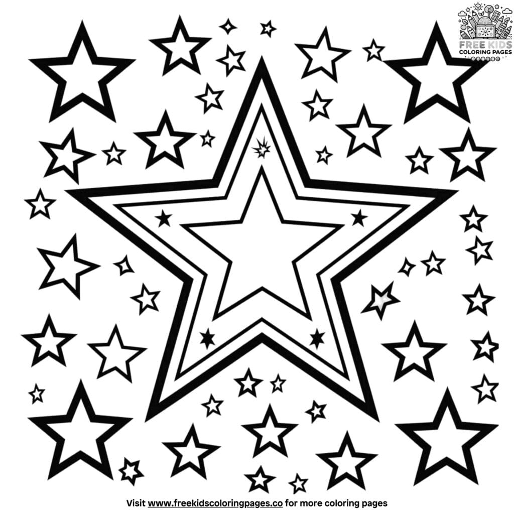 Magical twinkling star coloring pages