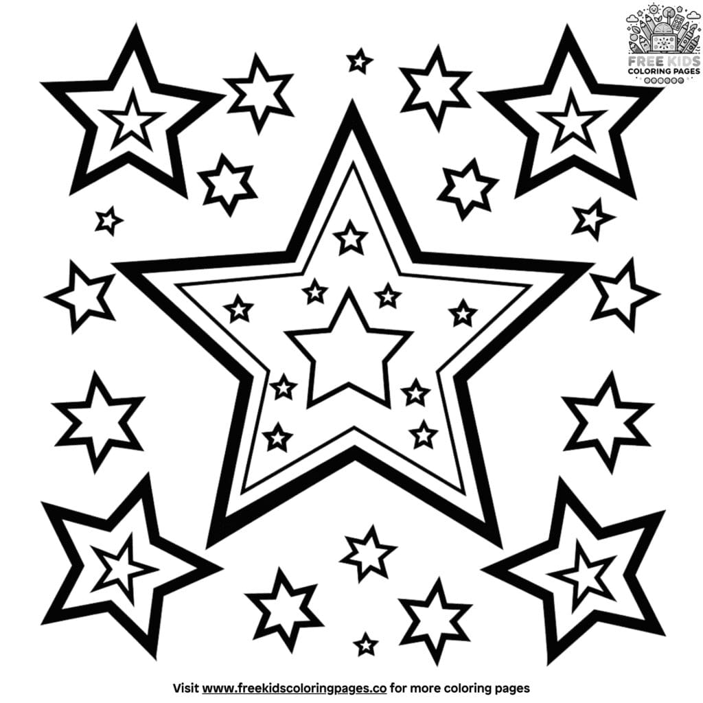 Magical twinkling star coloring pages