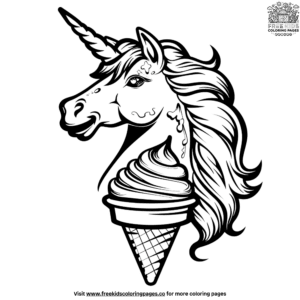 Mystical Unicorn Ice Cream Coloring Pages