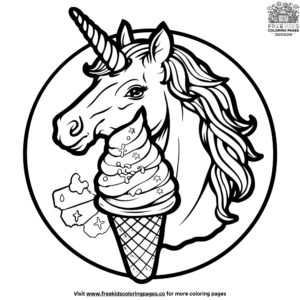 Whimsical Unicorn Ice Cream Coloring Pages